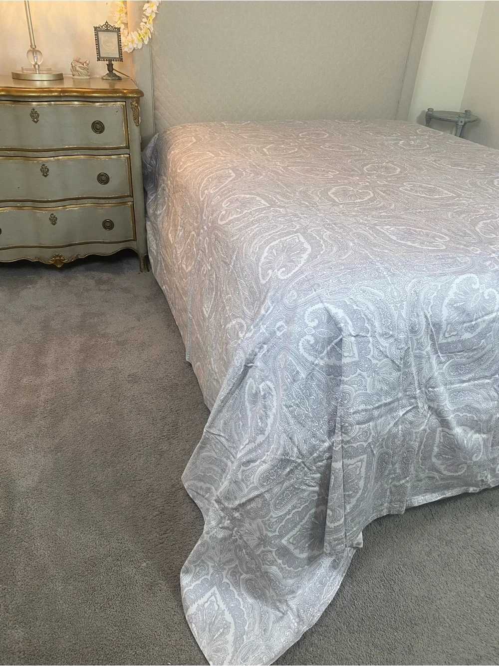Neutral Paisley Luxury King Flat sheet 100% cotton India